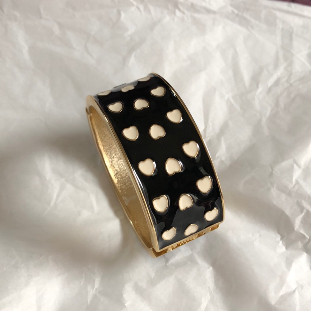 Gold with B/W Hearts cuff bracelet
